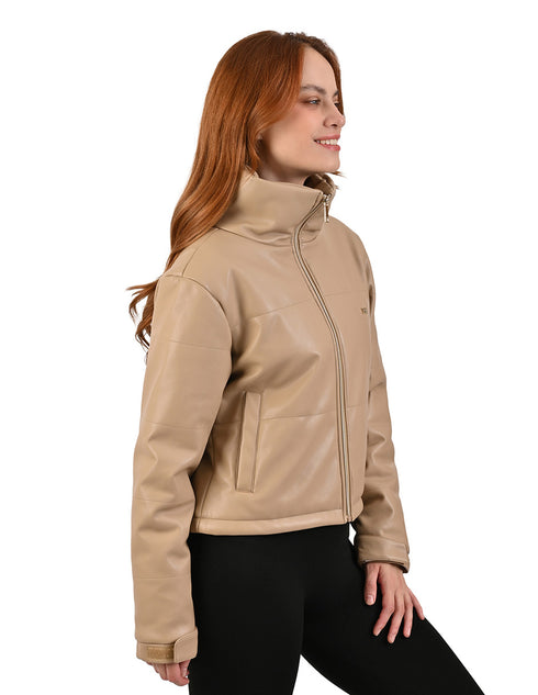 Chamarra casual Beige de mujer Nine West con cuello alto